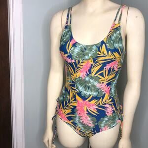 NWOT Tori Praver Seafoam Swimwear Floral Palm one-piece